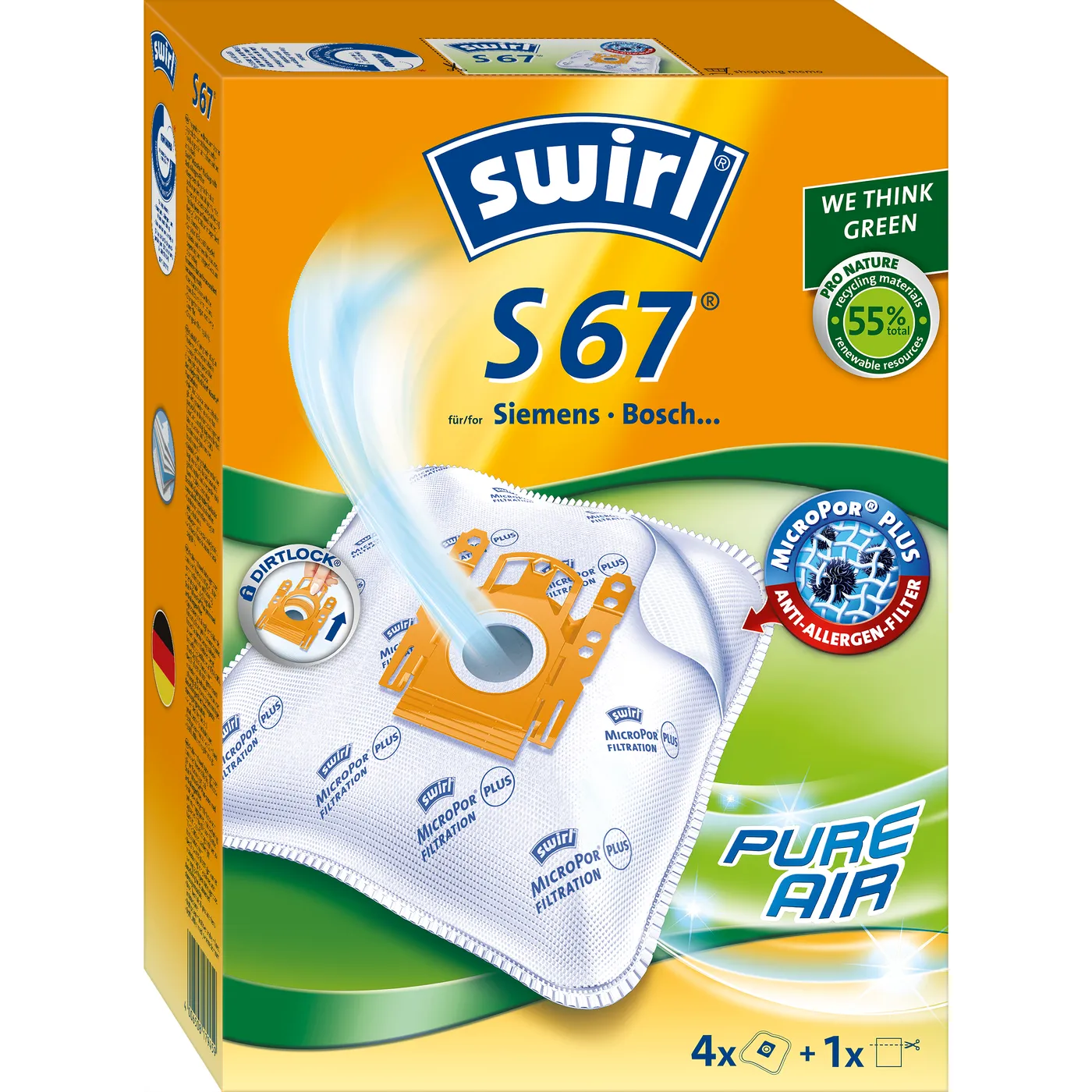 Swirl Swirl Stofzuigerzakken Set S67 Frische Action - 2 zakken + 2 geurparels