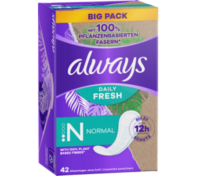 Always Daily Fresh Inlegkruisjes Normal, Plantaardige Vezels, 42 Stuks Always Daily Fresh Inlegkruisjes Normal, Plantaardige Vezels, 42 Stuks