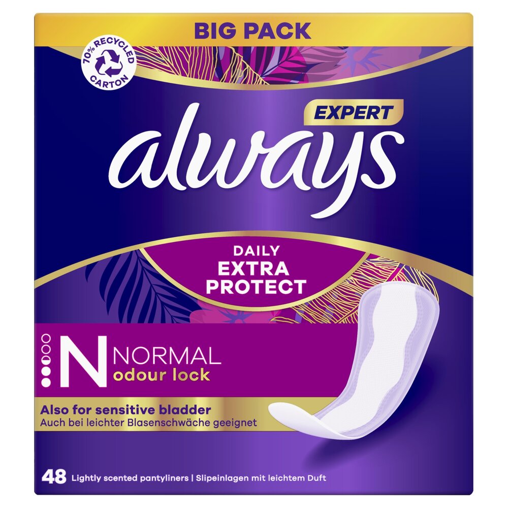 Always Daily Extra Protect Inlegkruisjes Normal, Licht Geparfumeerd, 48 Stuks Always Daily Extra Protect Inlegkruisjes Normal, Licht Geparfumeerd, 48 Stuks