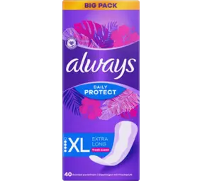 Always Daily Protect Inlegkruisjes Extra Long, Frisse Geur, 40 Stuks Always Daily Protect Inlegkruisjes Extra Long, Frisse Geur, 40 Stuks