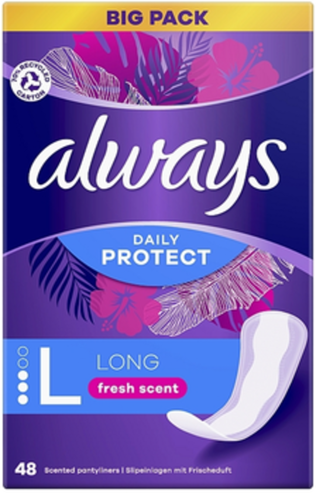 Always Always Daily Protect Inlegkruisjes Long, Frisse Geur, 48 Stuks Always Always Daily Protect Inlegkruisjes Long, Frisse Geur, 48 Stuks