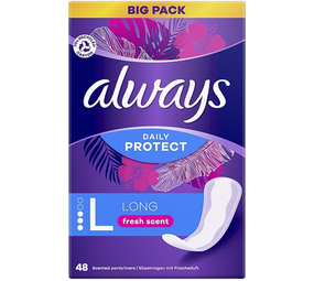 Always Always Daily Protect Inlegkruisjes Long, Frisse Geur, 48 Stuks Always Always Daily Protect Inlegkruisjes Long, Frisse Geur, 48 Stuks