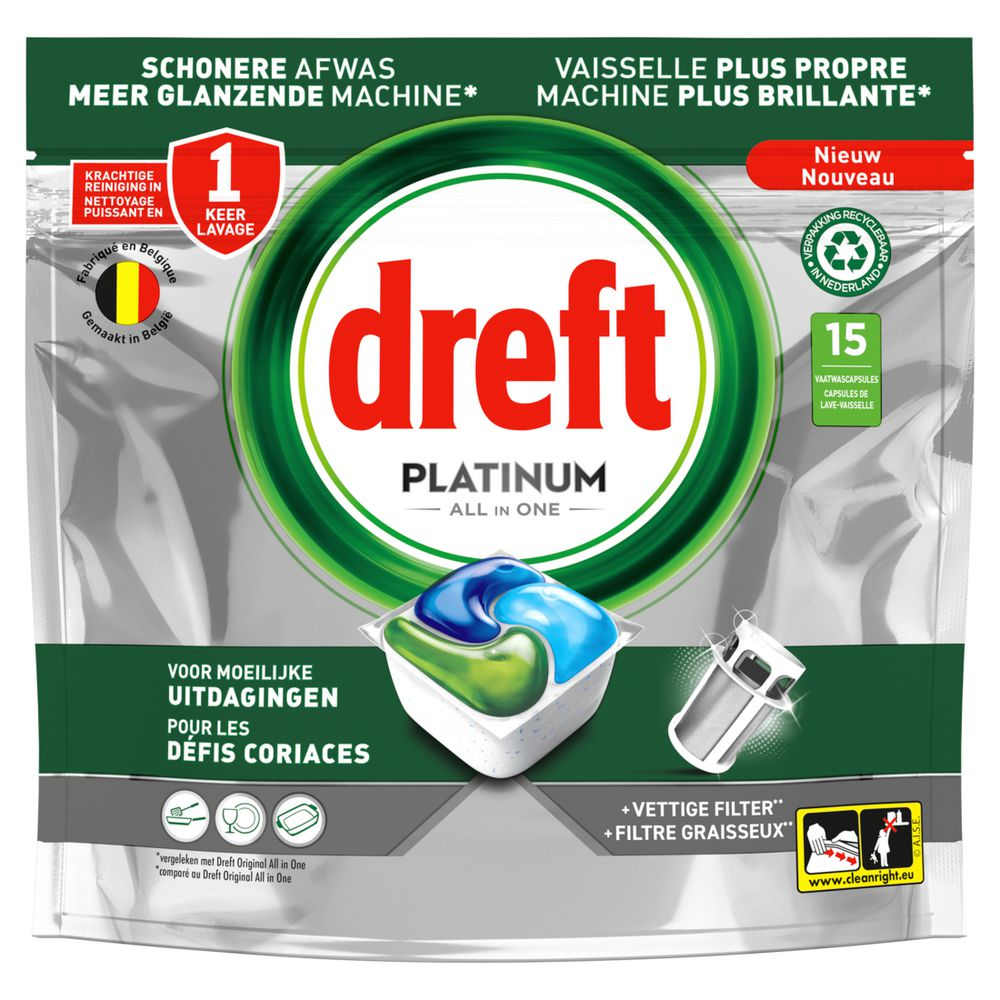 Dreft Dreft Platfinum All-in-one vaatwascapsules 15St