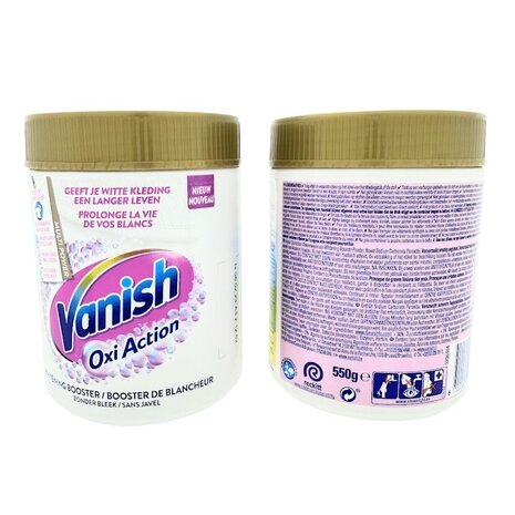 Vanish Vanish Oxi Action - Vlekkenverwijderaar Poeder - Zonder Bleek - Witte Was - 550 Gram