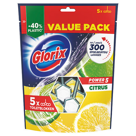 Glorix  Glorix Power 5 Citrus Toiletblokken 5 stuks