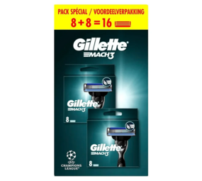 Gillette Gillette mach 3 scheermesjes duo pack 16ST Gillette Gillette mach 3 scheermesjes duo pack 16ST