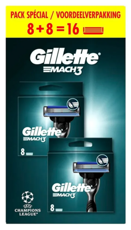 Gillette Gillette mach 3 scheermesjes duo pack 16ST