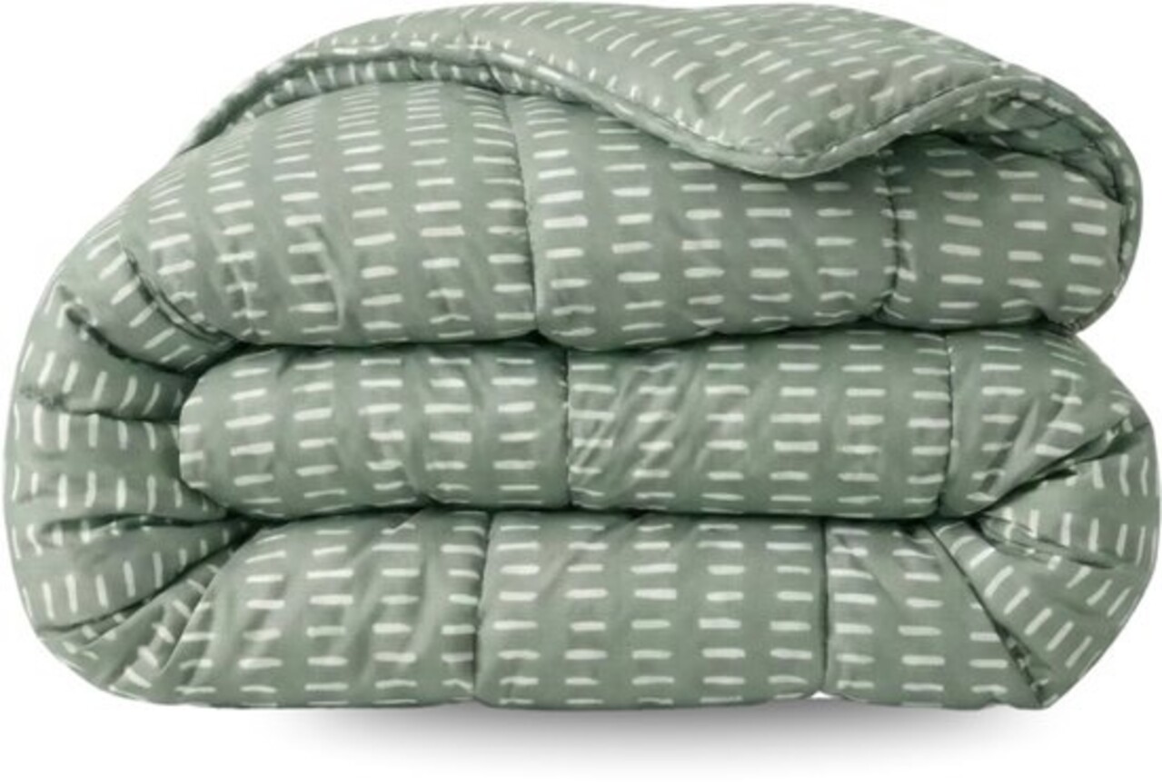 Zelesta Zelesta Wonderbed Olive Stitches 140x200 – Dekbed zonder overtrek - 4 seizoenen hoesloos dekbed (2-in-1)