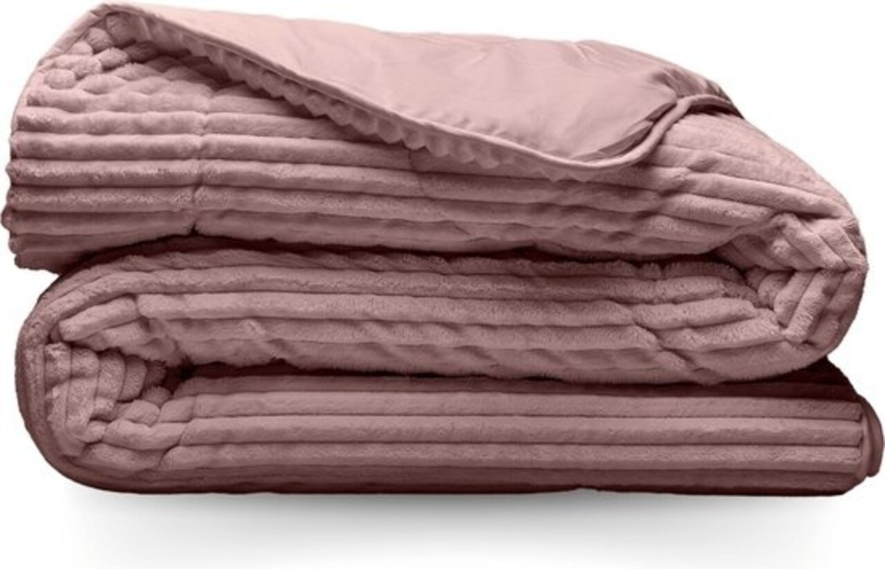 Zelesta Zelesta Groovebed Old Pink 200x200 – Fluffy Geribbeld Teddy Dekbed zonder Overtrek