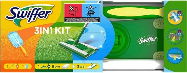 Swiffer Starterset met 1 Mop, 8 Droogdoekjes, 3 Vochtige Doekjes, Stofvanger en Handgreep - Voor een Stralend Schoon Huis Swiffer Starterset met 1 Mop, 8 Droogdoekjes, 3 Vochtige Doekjes, Stofvanger en Handgreep - Voor een Stralend Schoon Huis