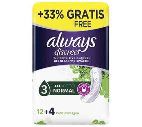 Always Always Discreet Maandverband 3 12+4 stuks - Voor ultieme bescherming Always Always Discreet Maandverband 3 12+4 stuks - Voor ultieme bescherming