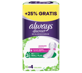 Always Always Discreet Maandverband 2+ 16+4 stuks Always Always Discreet Maandverband 2+ 16+4 stuks
