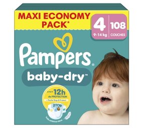 Pampers Pampers Baby Dry NR4 Maxi Pack - 108 Stuks Pampers Pampers Baby Dry NR4 Maxi Pack - 108 Stuks