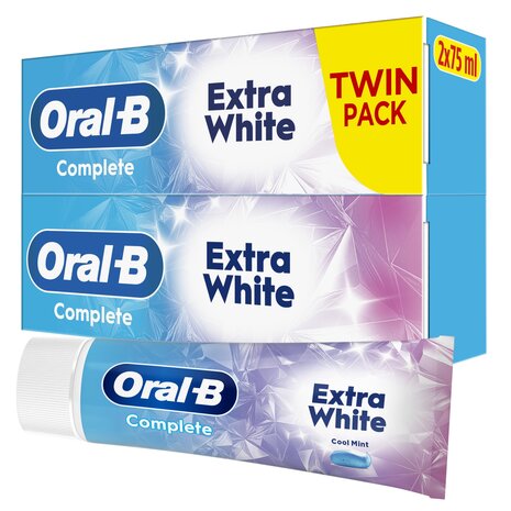 Oral B ORAL-B Whitening Tandpasta 2 x 75 ml - Complete Extra White voor een stralend witte glimlach Oral B ORAL-B Whitening Tandpasta 2 x 75 ml - Complete Extra White voor een stralend witte glimlach
