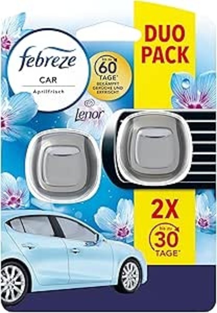 Febreze Febreze Car Aprilfrisch Duo 2x2ml - Verfris je Auto met de Lentegeur Febreze Febreze Car Aprilfrisch Duo 2x2ml - Verfris je Auto met de Lentegeur