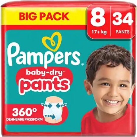 pampers Pampers Baby Dry Pants NR8 17+kg - 34 Stuks | Ultieme Bescherming voor Uw Baby