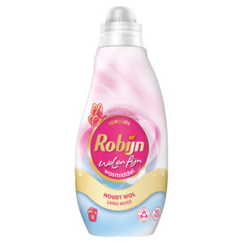 Robijn Vloeibaar Wasmiddel Wol & Fijn - 18 Wasbeurten - Voor Zorgvuldig en Effectief Wassen van Delicate Stoffen Robijn Vloeibaar Wasmiddel Wol & Fijn - 18 Wasbeurten - Voor Zorgvuldig en Effectief Wassen van Delicate Stoffen