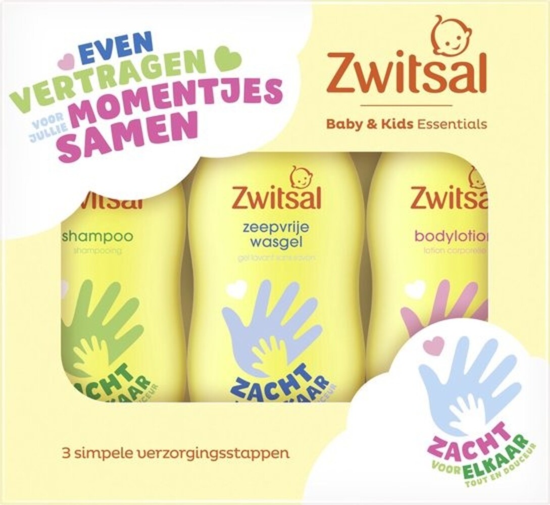 Zwitsal Essentials Kraamcadeau - Huidvriendelijke pH en Dermatologisch Getest Bodylotion, Shampoo en Zeepvrije Wasgel - 3 x 200 ml Zwitsal Essentials Kraamcadeau - Huidvriendelijke pH en Dermatologisch Getest Bodylotion, Shampoo en Zeepvrije Wasgel - 3 x 200 ml