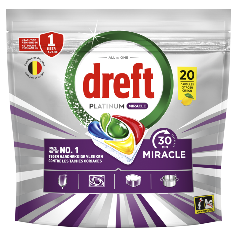 Dreft Vaatwastabletten Miracle Lemon - 20 Stuks