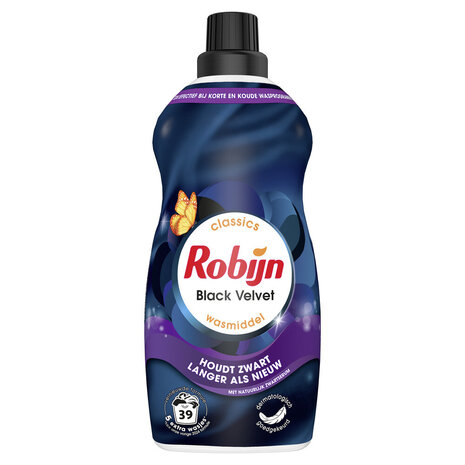 Robijn Klein & Krachtig Wasmiddel Black Velvet - Voor een Diepe Zwarte Kleur en 39 Wasbeurten - 1,19 Liter Robijn Klein & Krachtig Wasmiddel Black Velvet - Voor een Diepe Zwarte Kleur en 39 Wasbeurten - 1,19 Liter