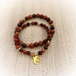 LET'S GOA LET'S GOA - Bracelet Jaspe rouge et oeil de taureau