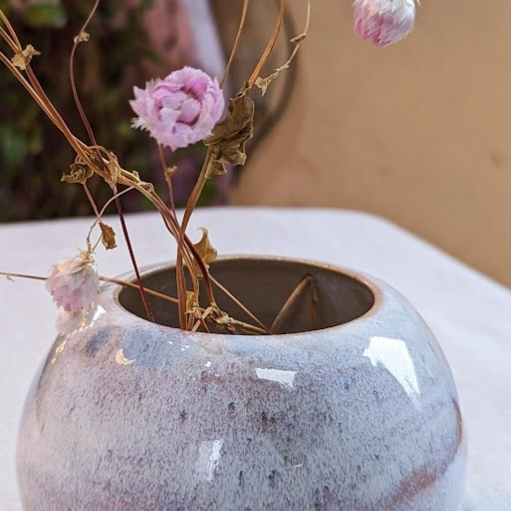 ELODIE MORREN ELODIE MORREN - Vase boule rose/blanc à effet