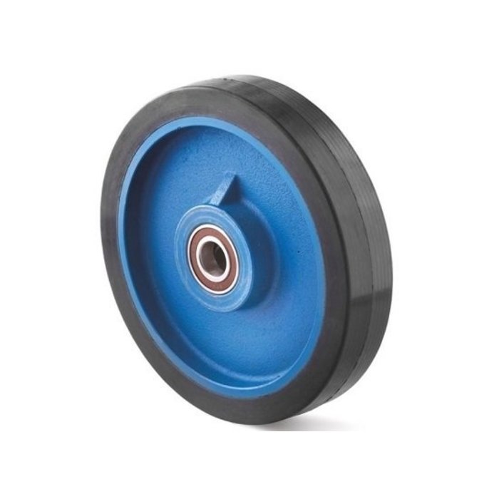 Rubber wiel 300 mm - kogellager asgat 30 mm - 750 kg