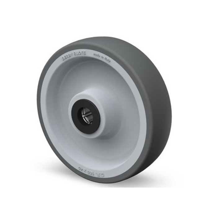 Rubber wiel 200 mm - rollager asgat 20 mm - 200 kg