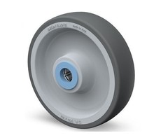 Rvs wiel 200 mm Rubber - 200 kg