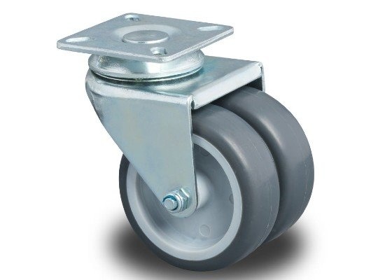 Dubbel zwenkwiel 75 mm - plaat - 120 kg