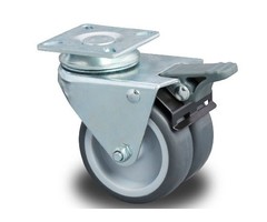Dubbel zwenkwiel met rem 75 mm - 120 kg