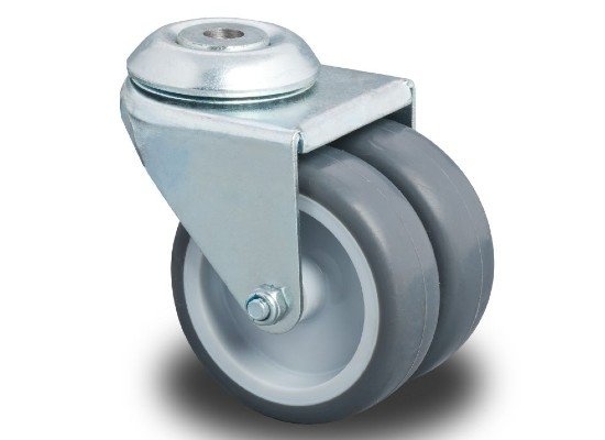 Dubbel zwenkwiel 75 mm - boutgat - 120 kg