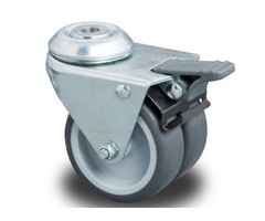 Dubbel zwenkwiel met rem 75 mm - 120 kg