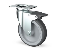TPR rubber zwenkwiel met rem 100 mm - 80 kg