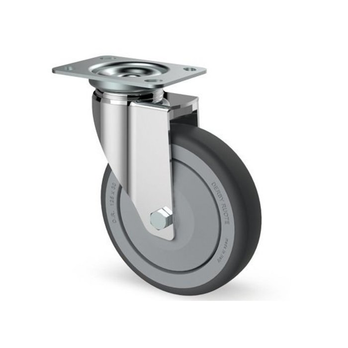 Rubber zwenkwiel 100 mm - kogellager - 80 kg
