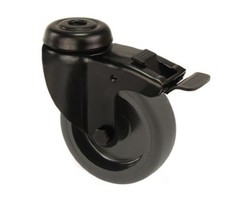 Zwart zwenkwiel met rem 100 mm - 80 kg