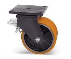 PU dubbel zwenkwiel met rem 200 mm - 2200 kg