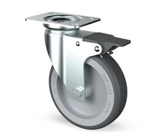 Derby Ruote Rvs zwenkwiel met rem 80 mm Rubber - 60 kg