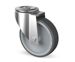 Rvs zwenkwiel met rem 160 mm Rubber - 200 kg