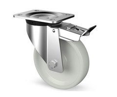 Derby Ruote Rvs zwenkwiel met rem 125 mm Nylon - 700 kg