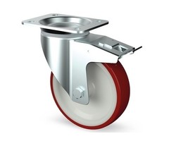PU zwenkwiel met rem 125 mm - 300 kg