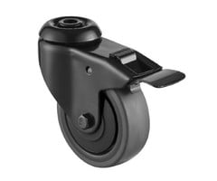 Zwart zwenkwiel met rem 75 mm - 60 kg
