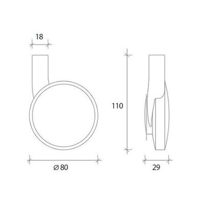 Grijs design meubelwiel 80 mm - M10