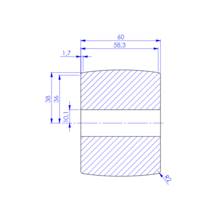 Gietnylon wiel 80 mm - glijlager - 1000 kg