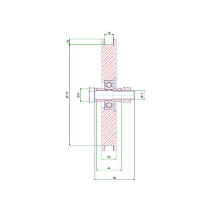 Groefwiel 200 mm met vierkante groef - 330 kg