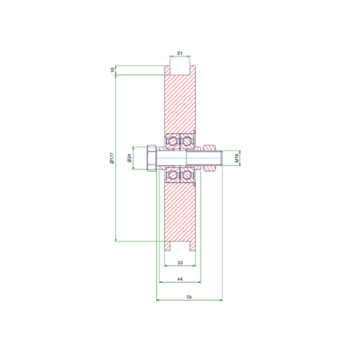 Groefwiel 200 mm met vierkante groef - 625 kg