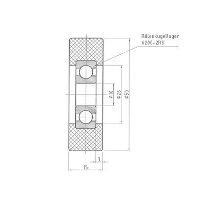 Geleiderol 50 mm - polyamide - 80 kg