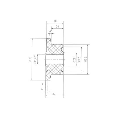 Flenswiel 50 mm - polyamide PA6 - 100 kg