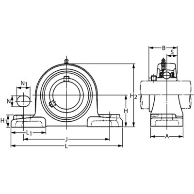 SS UCP 205 - IBB rvs lagerblok 25.4 mm