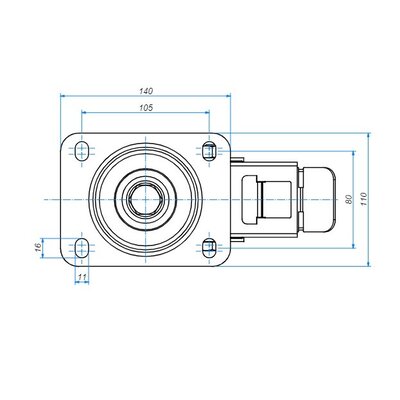 Rvs zwenkwiel met rem 200 mm - rollager - 300 kg